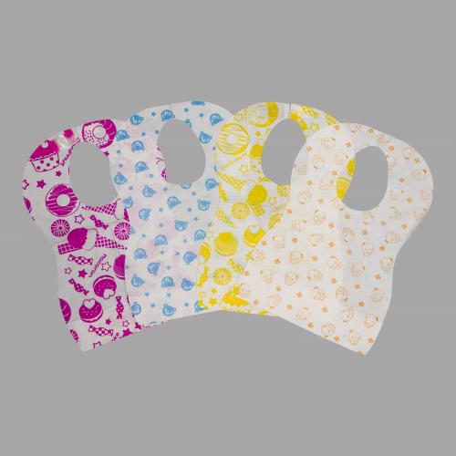 Cina Disposable Baby Bib, Waterproof Paper + PE Film 24.5*34.5cm with Pocket, Multi-Color for Home & Restaurant Use Produttore