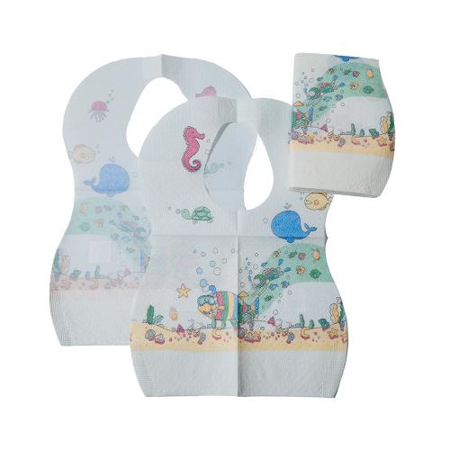 Cina Disposable Baby Bib, Waterproof Paper + PE Film 25*28cm+5cm with Pocket Produttore
